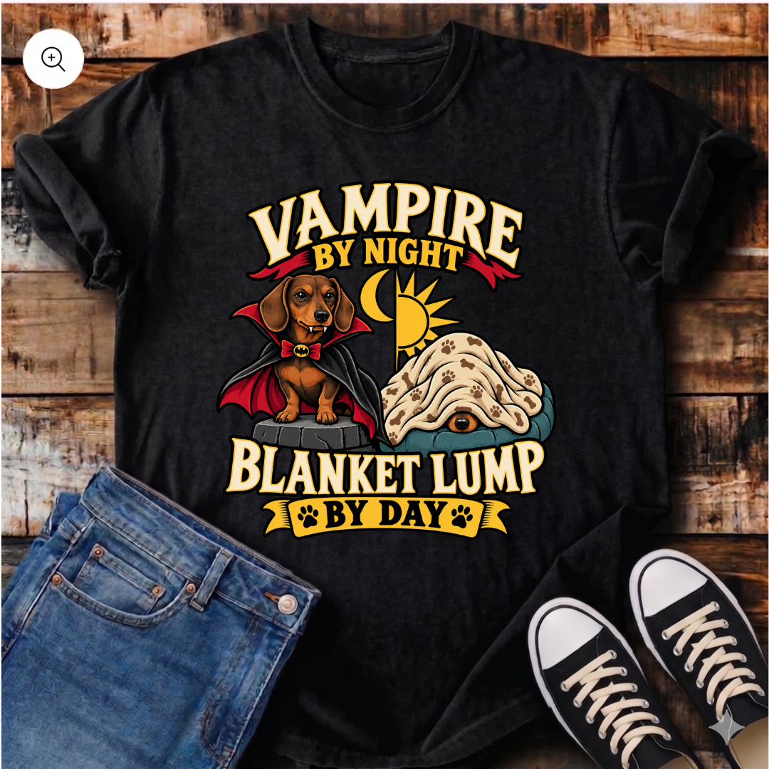 Vampire by Night, Blanket Lump by Day T-Shirt
