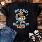 Proud Dachshund Mom (Blue) T-Shirt