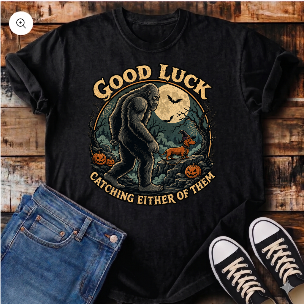 Bigfoot Walking Halloween Dachshund T-Shirt