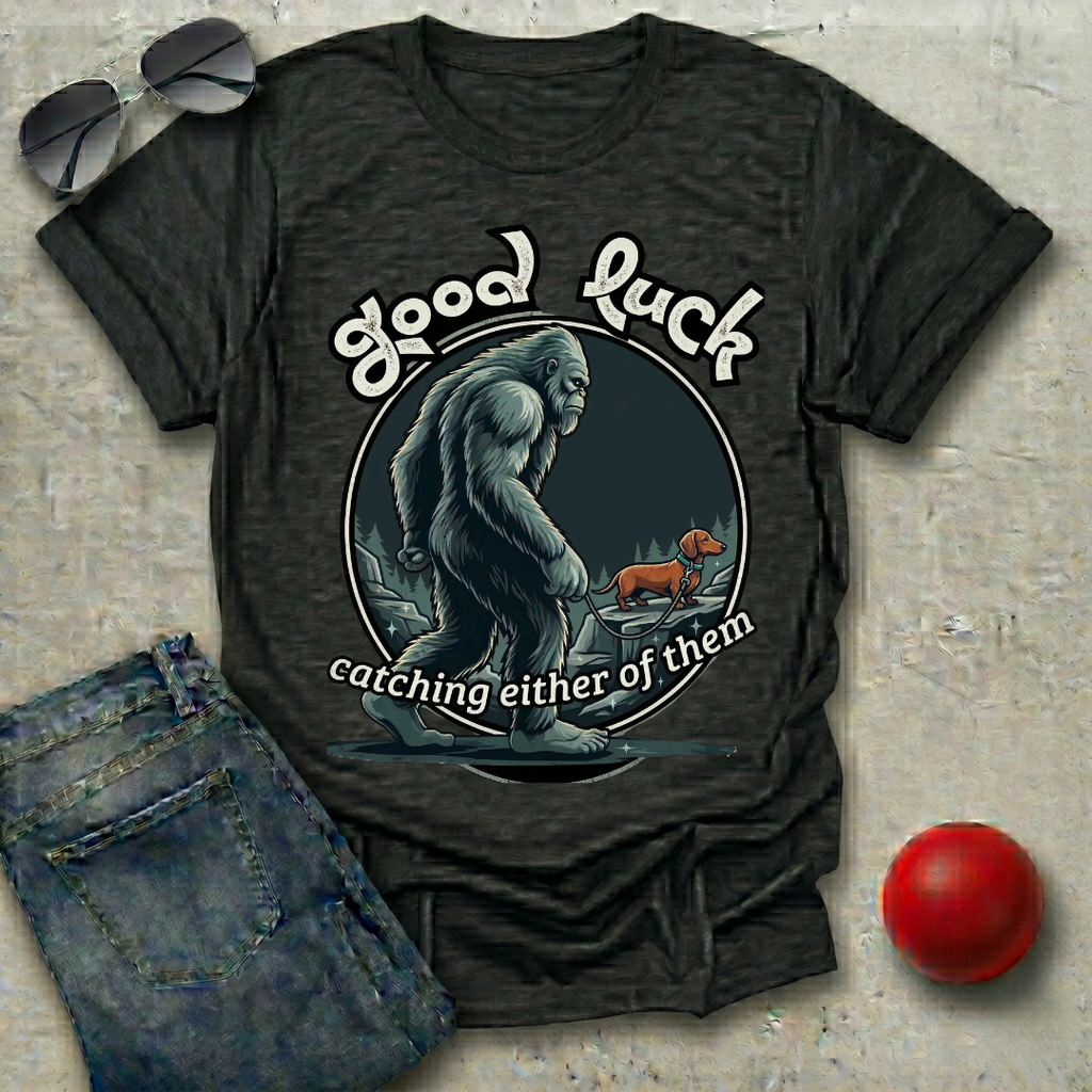 Bigfoot Walking Dachshund T-Shirt