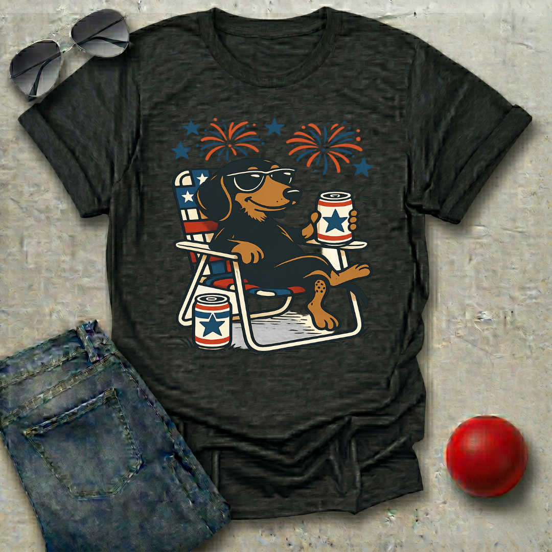 Patriotic Dachshund with Beer T-Shirt
