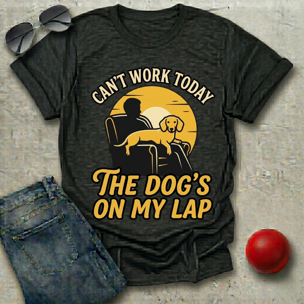 Can't Work, The Dog's On My Lap (Male) T-Shirt