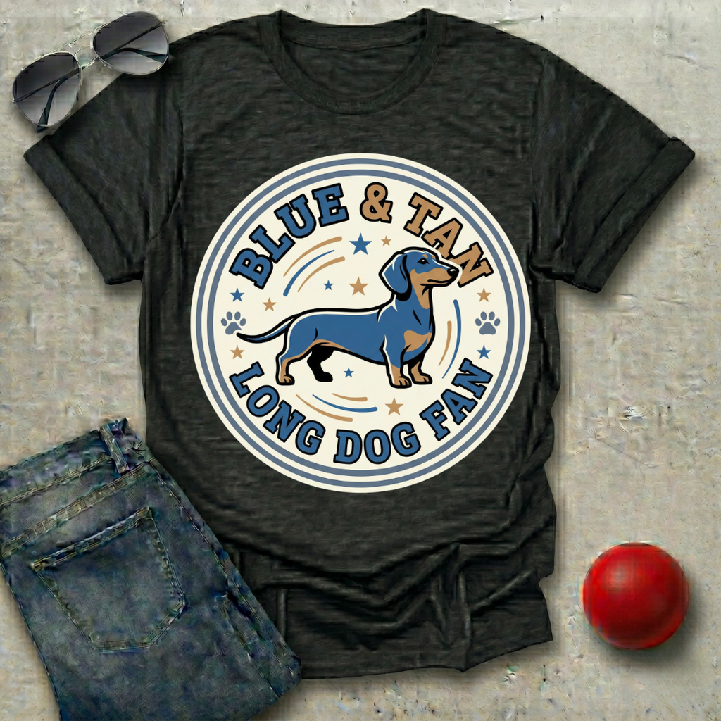 Blue and Tan Long Dog Fan T-Shirt
