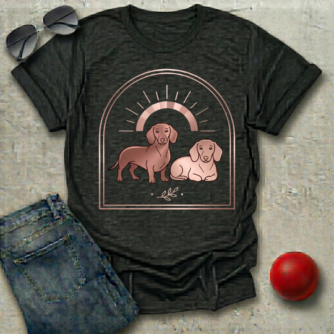 Rose Gold Dachshund Couple T-Shirt