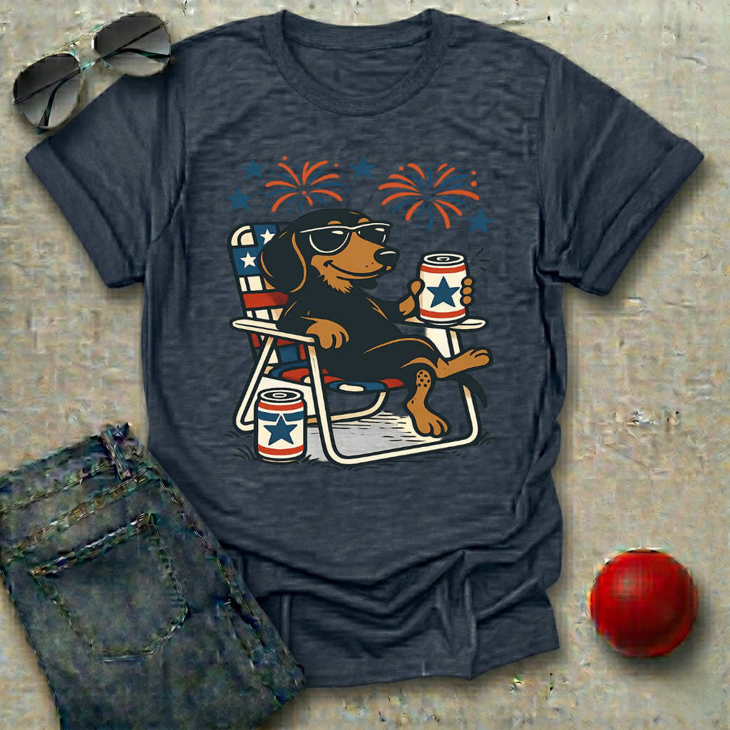 Patriotic Dachshund with Beer T-Shirt