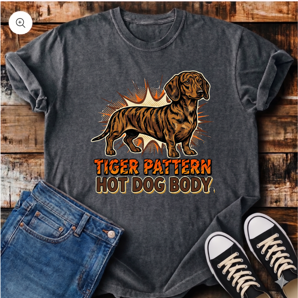 Tiger Pattern, Hot Dog Body T-Shirt