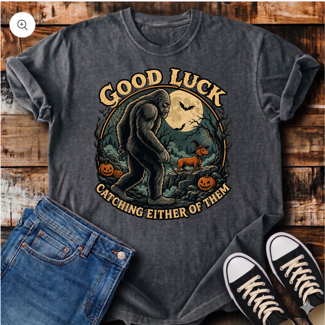 Bigfoot Walking Halloween Dachshund T-Shirt
