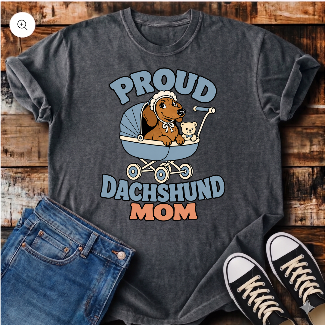 Proud Dachshund Mom (Blue) T-Shirt