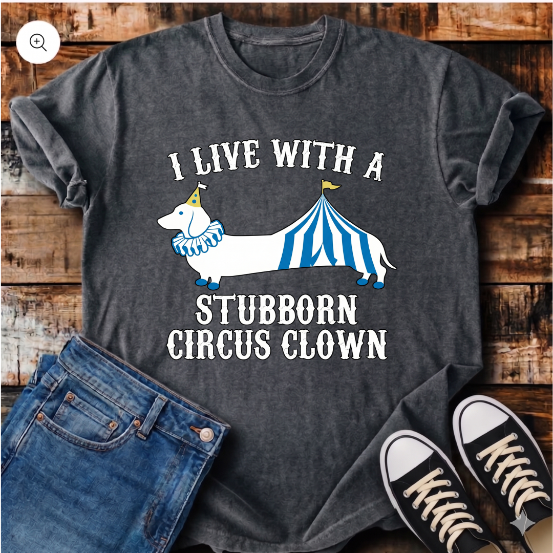 I Live With a Stubborn Circus Clown T-Shirt