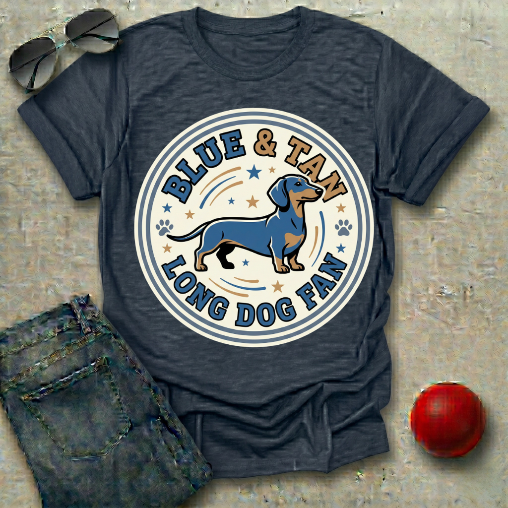 Blue and Tan Long Dog Fan T-Shirt