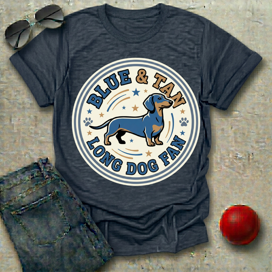Blue and Tan Long Dog Fan T-Shirt
