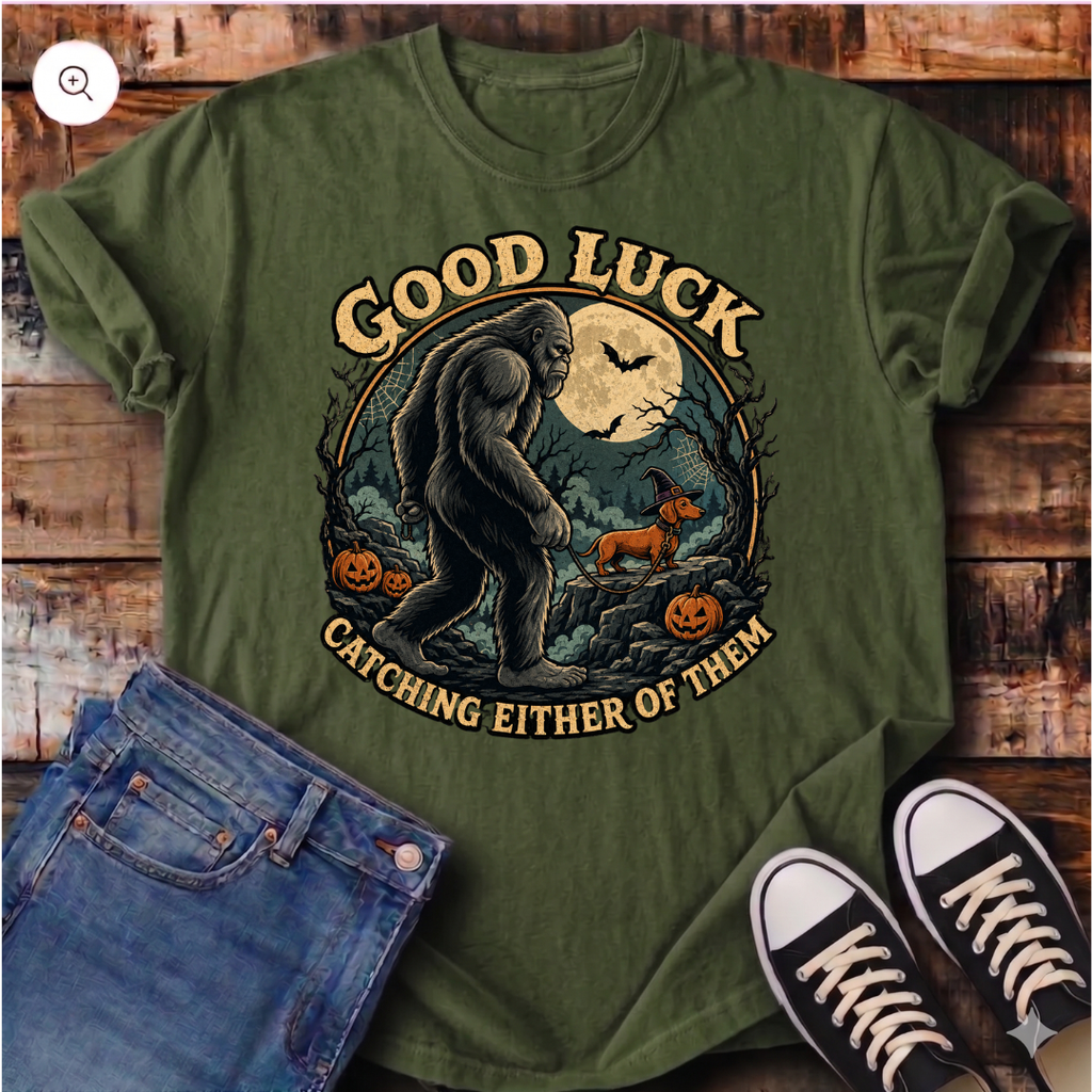 Bigfoot Walking Halloween Dachshund T-Shirt