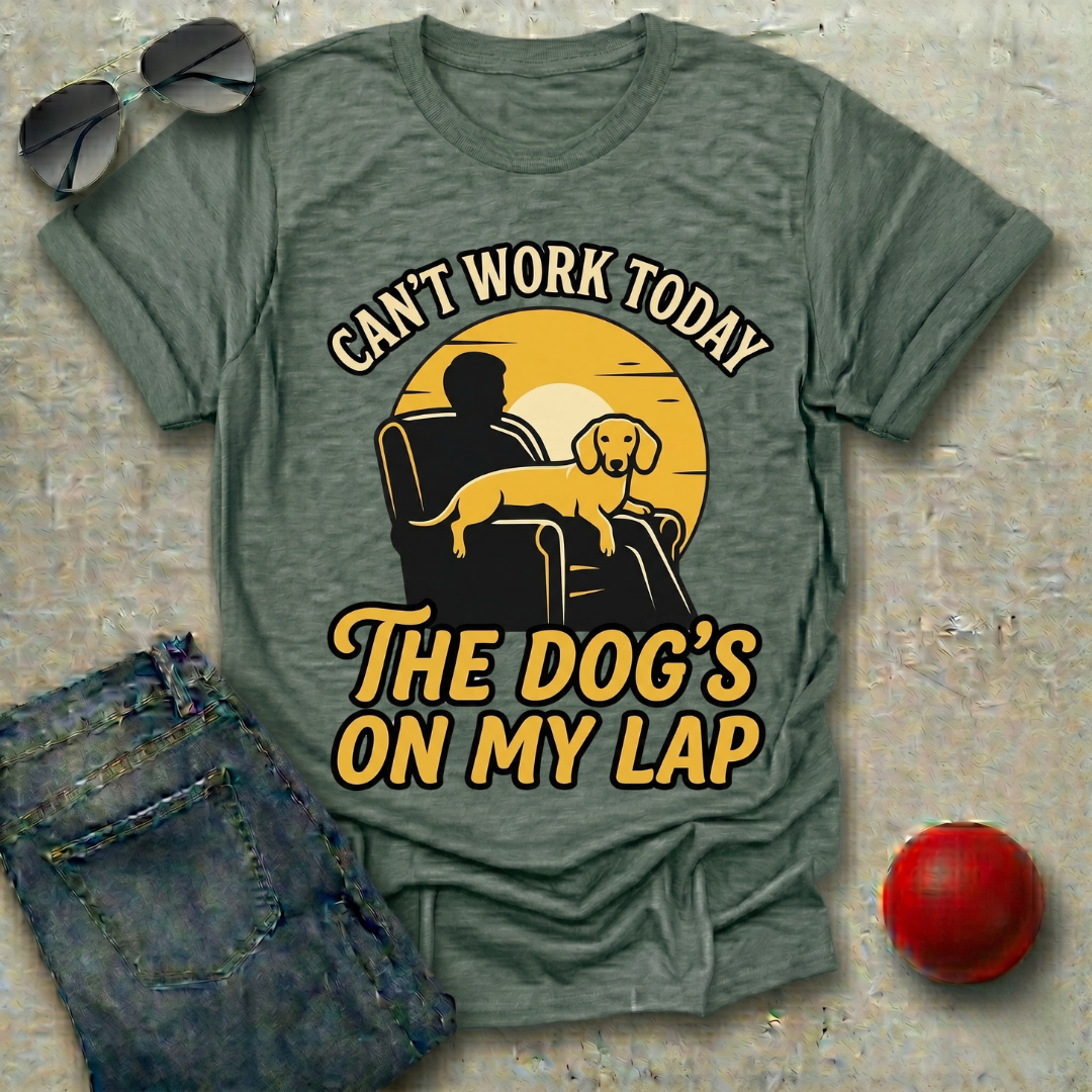Can't Work, The Dog's On My Lap (Male) T-Shirt