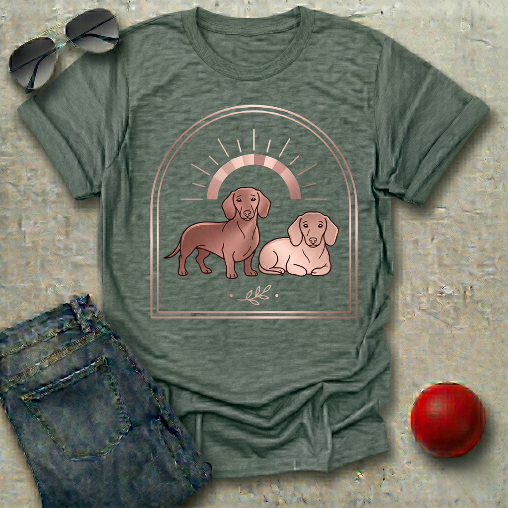 Rose Gold Dachshund Couple T-Shirt