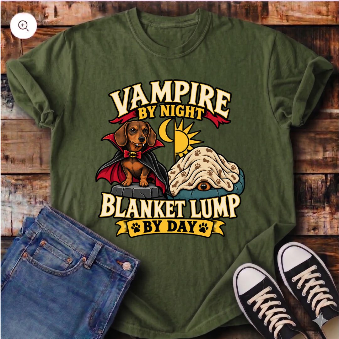 Vampire by Night, Blanket Lump by Day T-Shirt