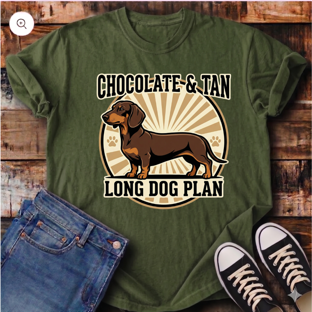 Chocolate and Tan, Long Dog Plan T-Shirt