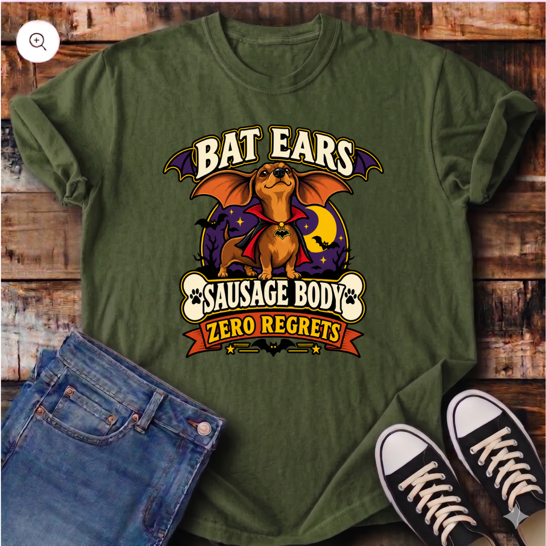 Bat Ears, Sausage Body, Zero Regrets T-Shirt