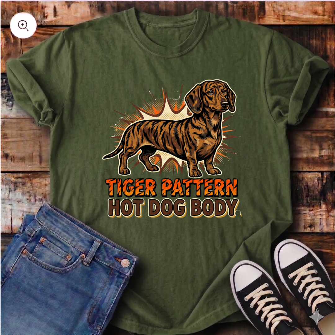 Tiger Pattern, Hot Dog Body T-Shirt