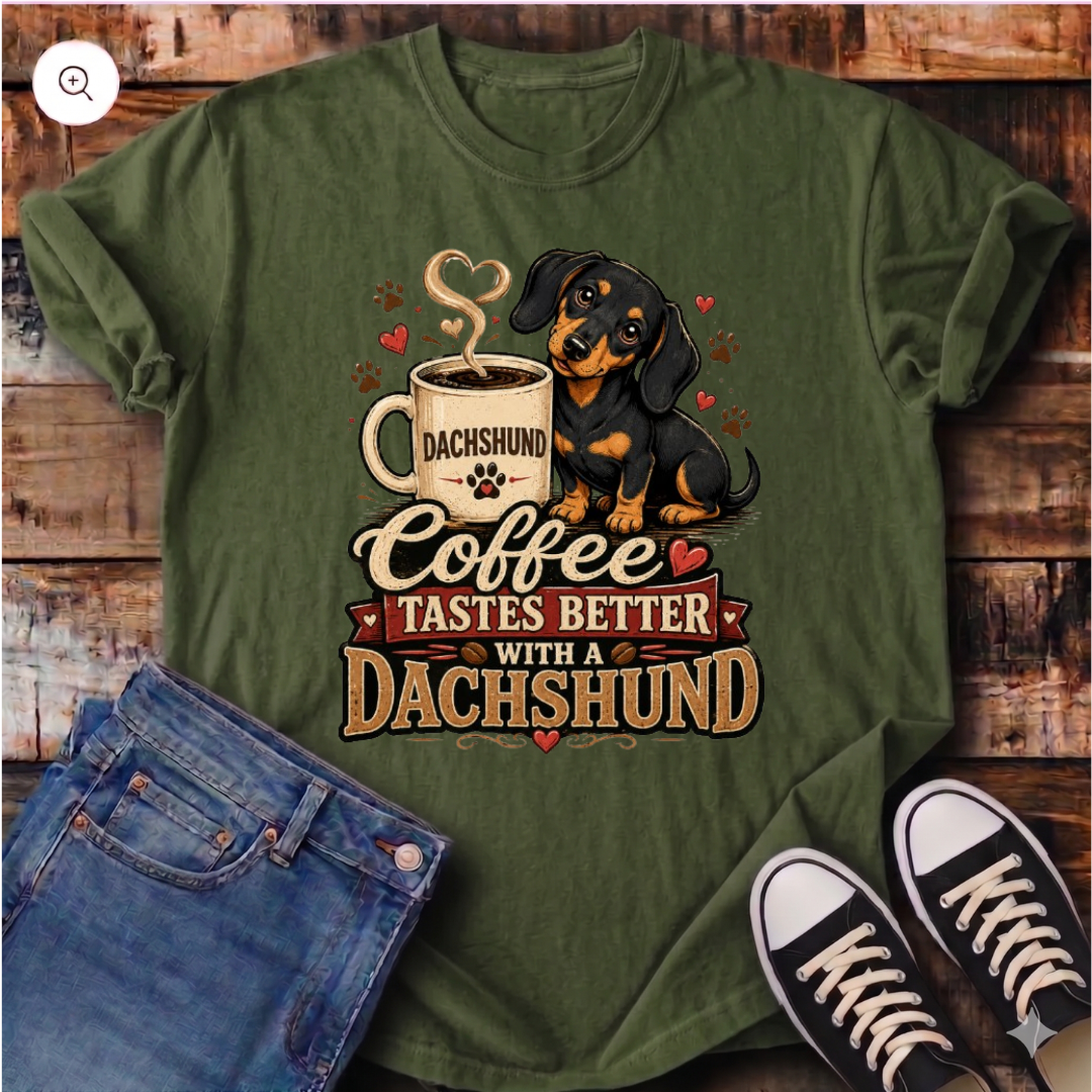Coffee Tastes Better With a Dachshund T-Shirt