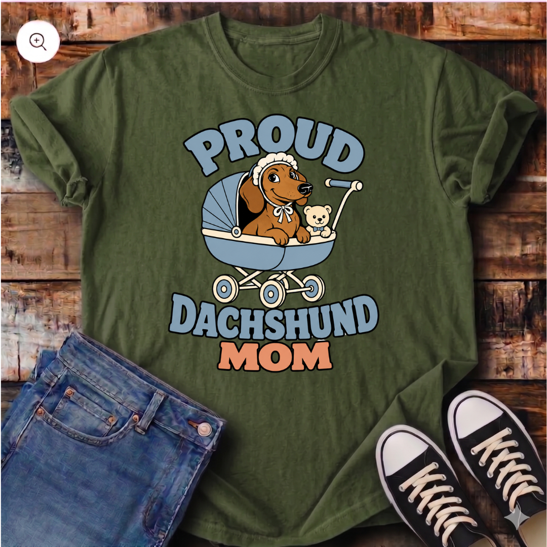 Proud Dachshund Mom (Blue) T-Shirt