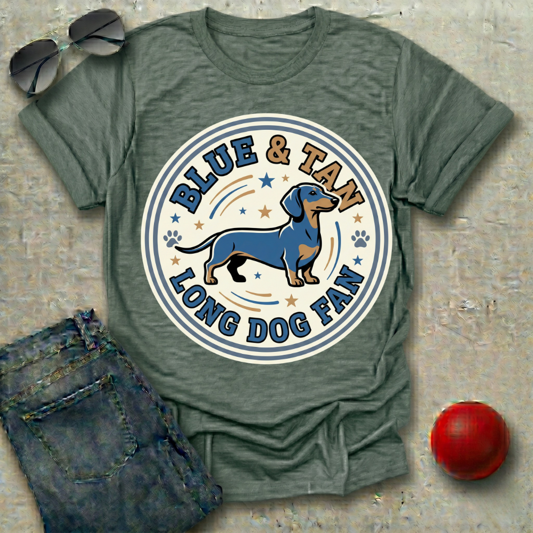 Blue and Tan Long Dog Fan T-Shirt