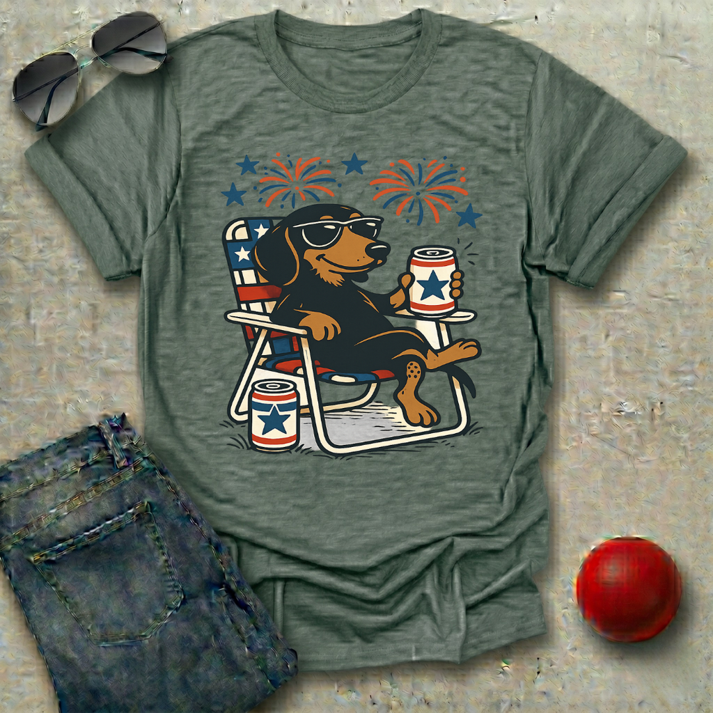 Patriotic Dachshund with Beer T-Shirt