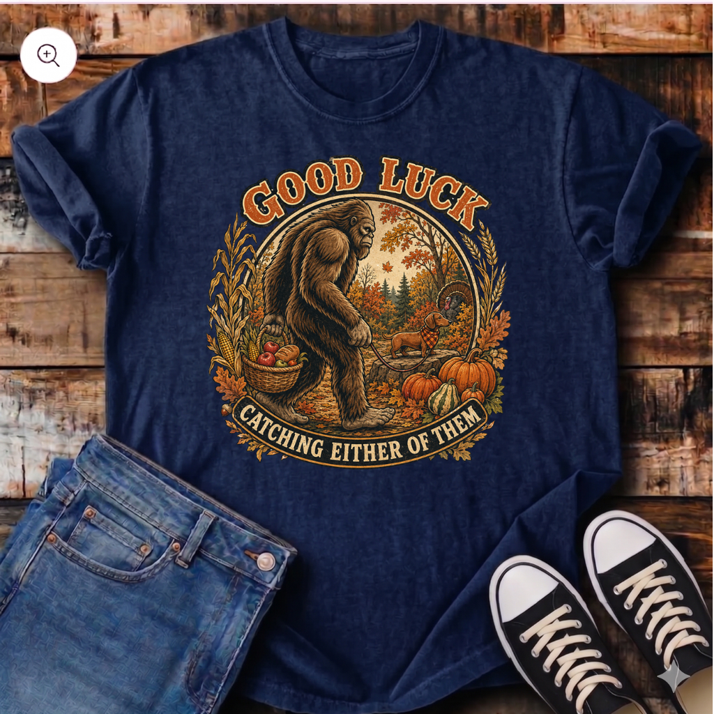 Bigfoot and Thanksgiving Dachshund T-Shirt