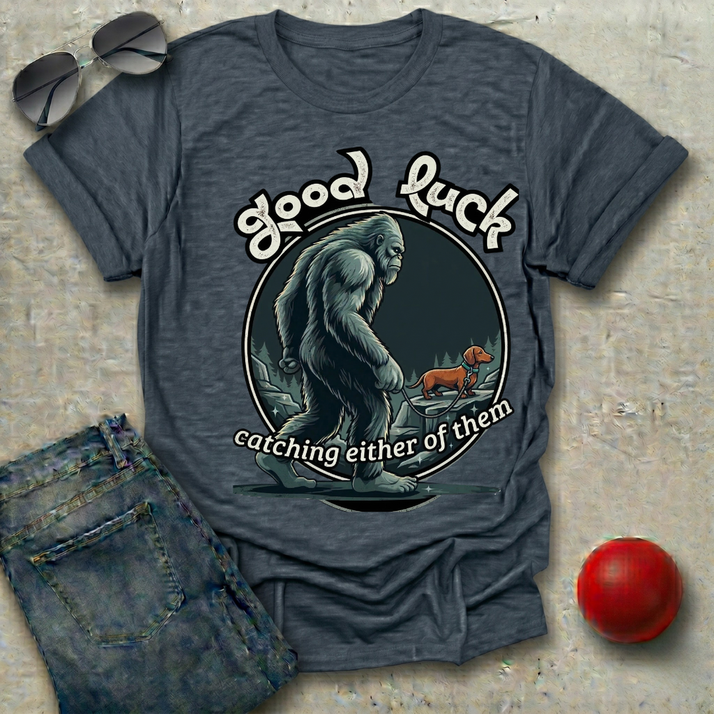 Bigfoot Walking Dachshund T-Shirt