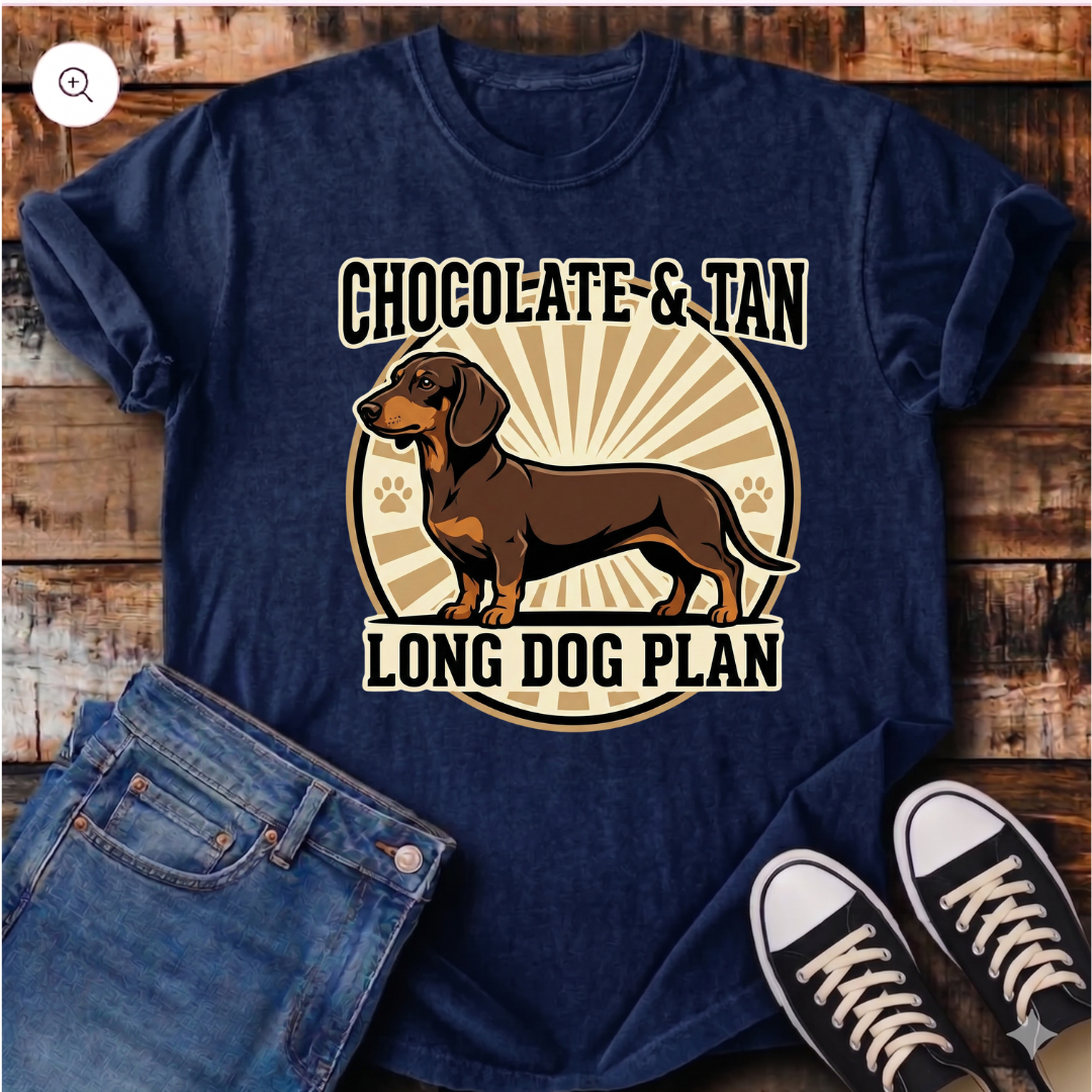 Chocolate and Tan, Long Dog Plan T-Shirt