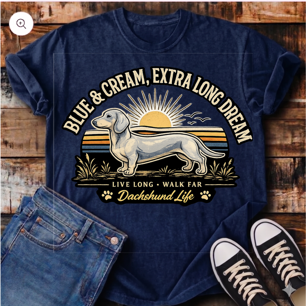 Blue and Cream, Extra Long Dream T-Shirt