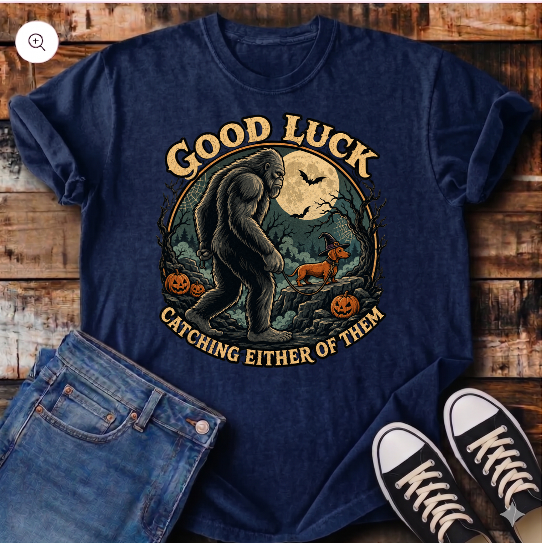 Bigfoot Walking Halloween Dachshund T-Shirt