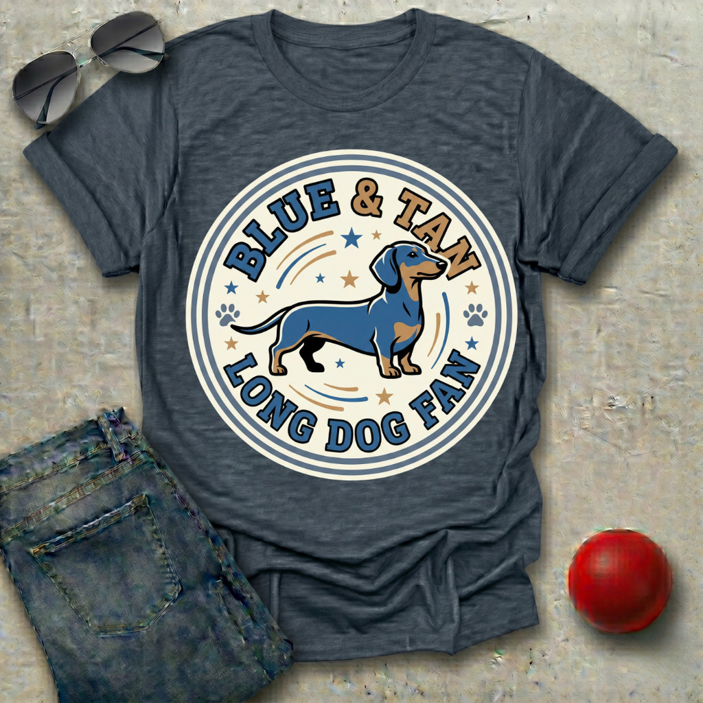 Blue and Tan Long Dog Fan T-Shirt