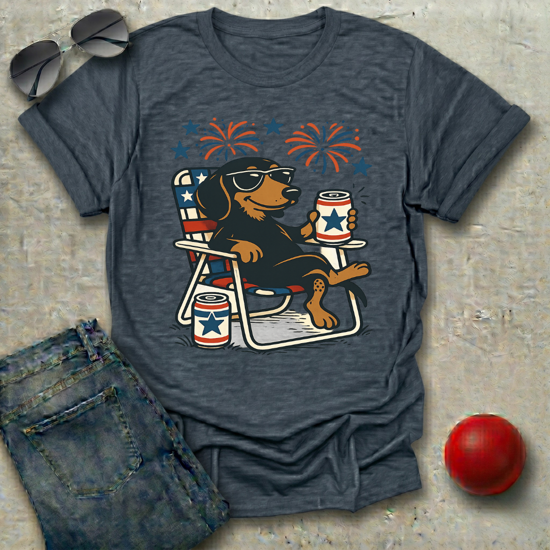 Patriotic Dachshund with Beer T-Shirt