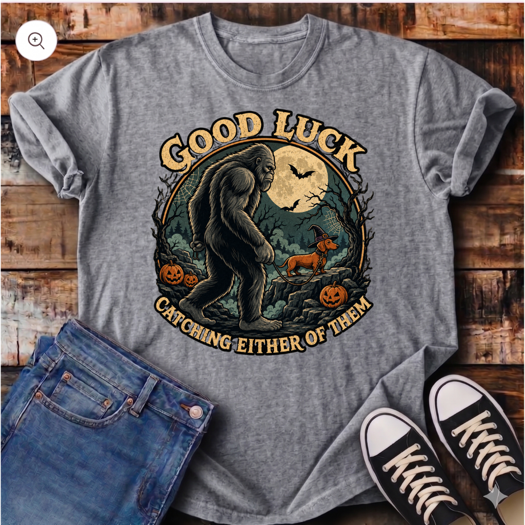 Bigfoot Walking Halloween Dachshund T-Shirt