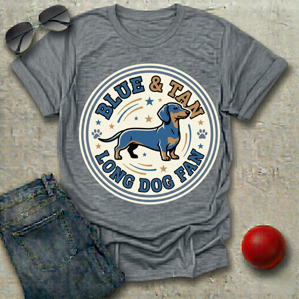 Blue and Tan Long Dog Fan T-Shirt
