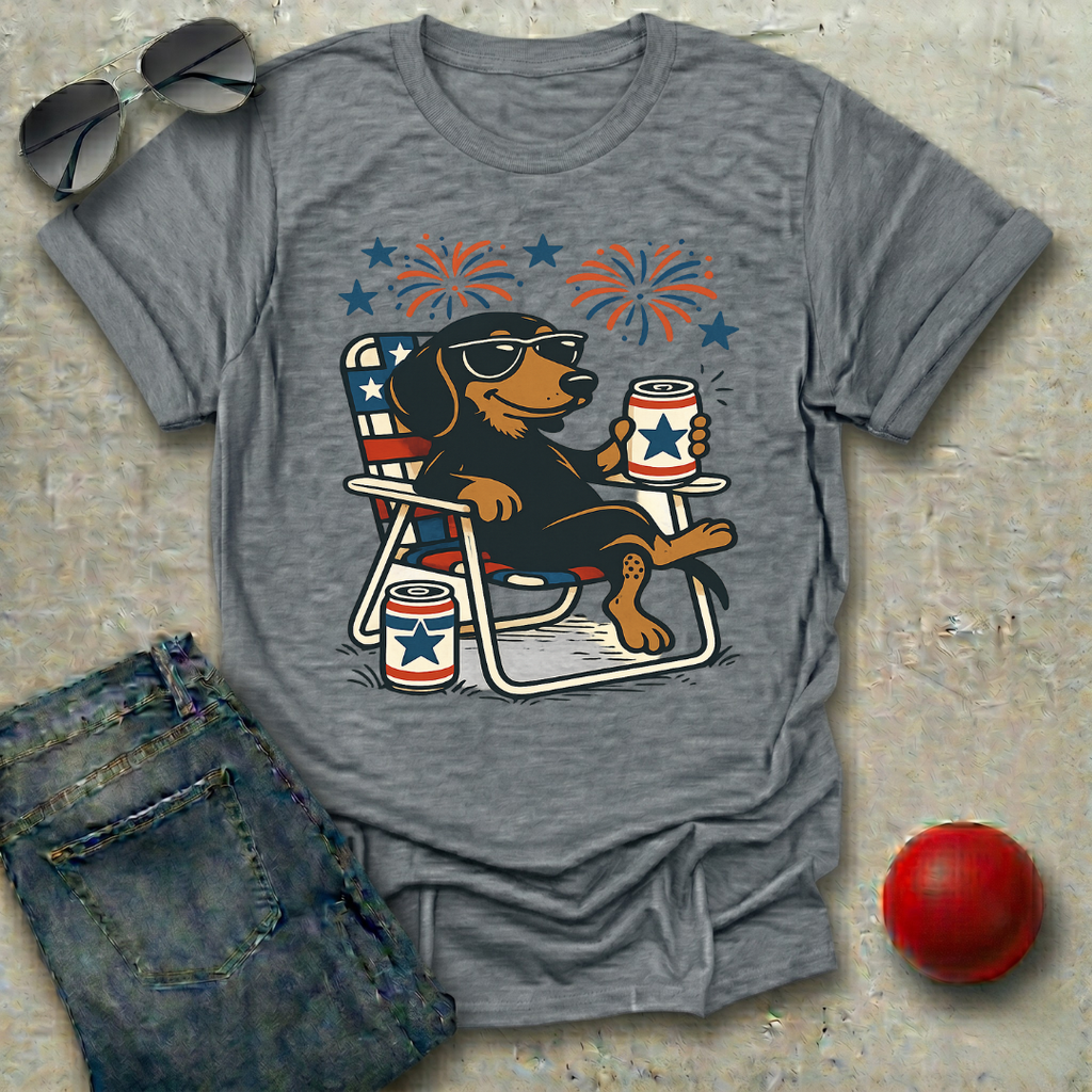 Patriotic Dachshund with Beer T-Shirt
