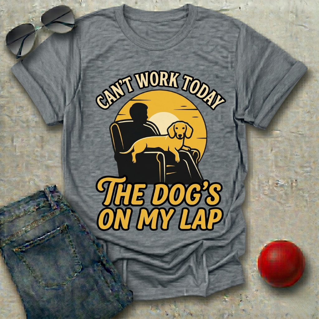 Can't Work, The Dog's On My Lap (Male) T-Shirt