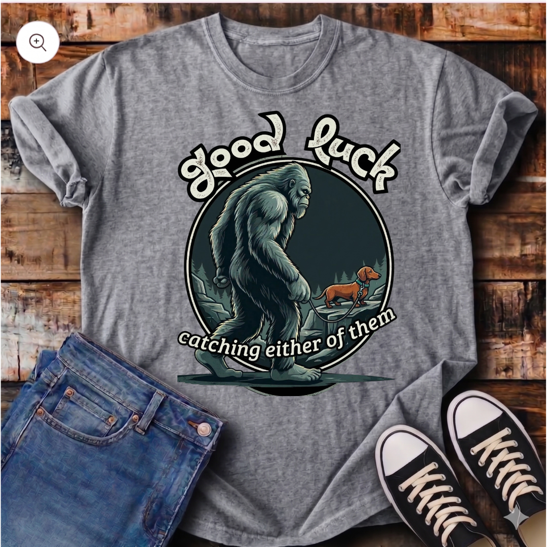 Bigfoot Walking Dachshund T-Shirt