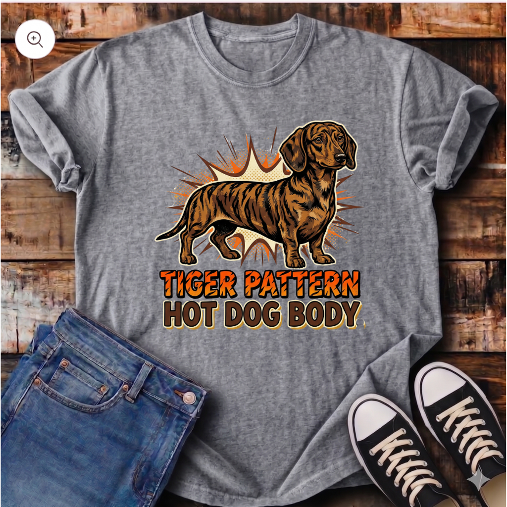 Tiger Pattern, Hot Dog Body T-Shirt