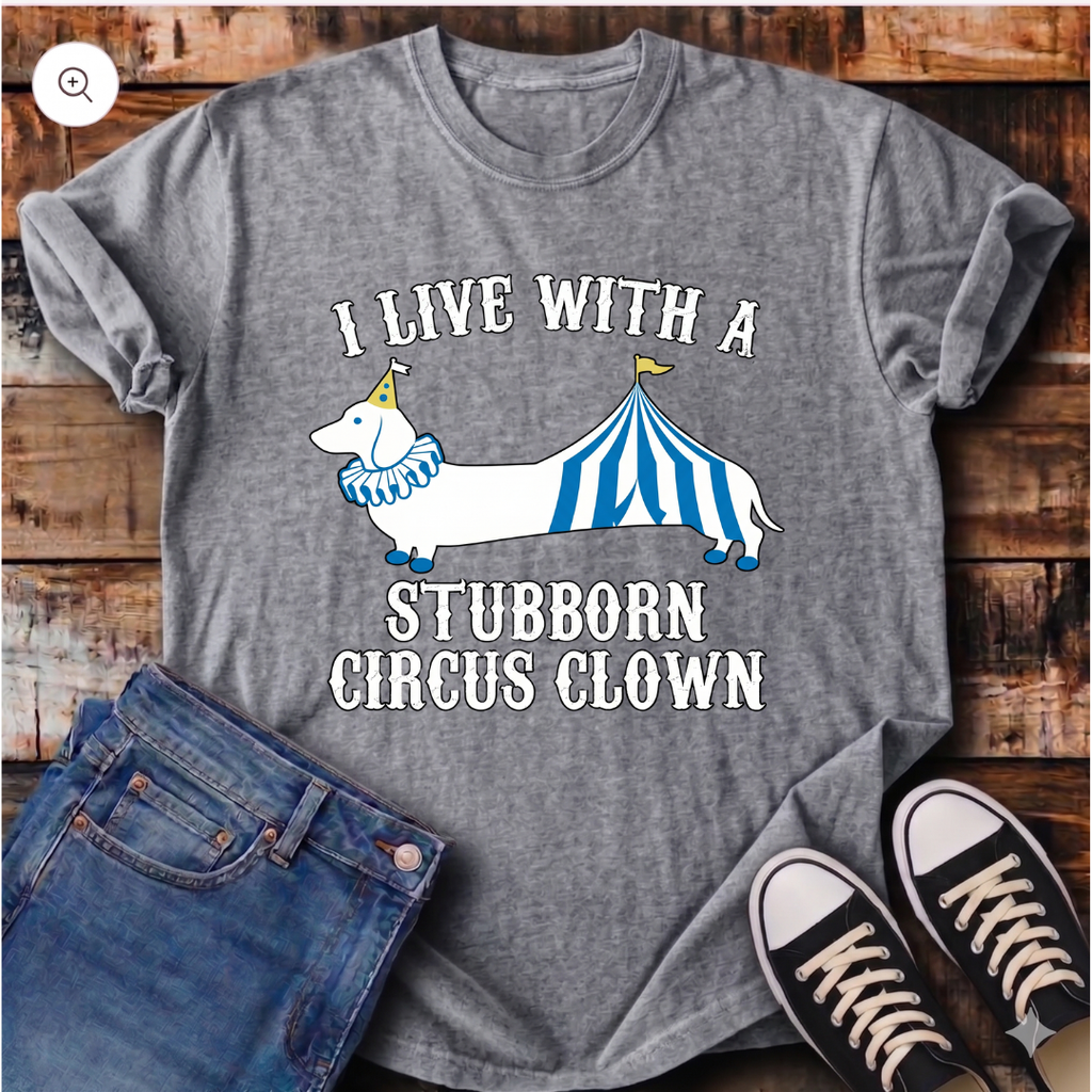 I Live With a Stubborn Circus Clown T-Shirt