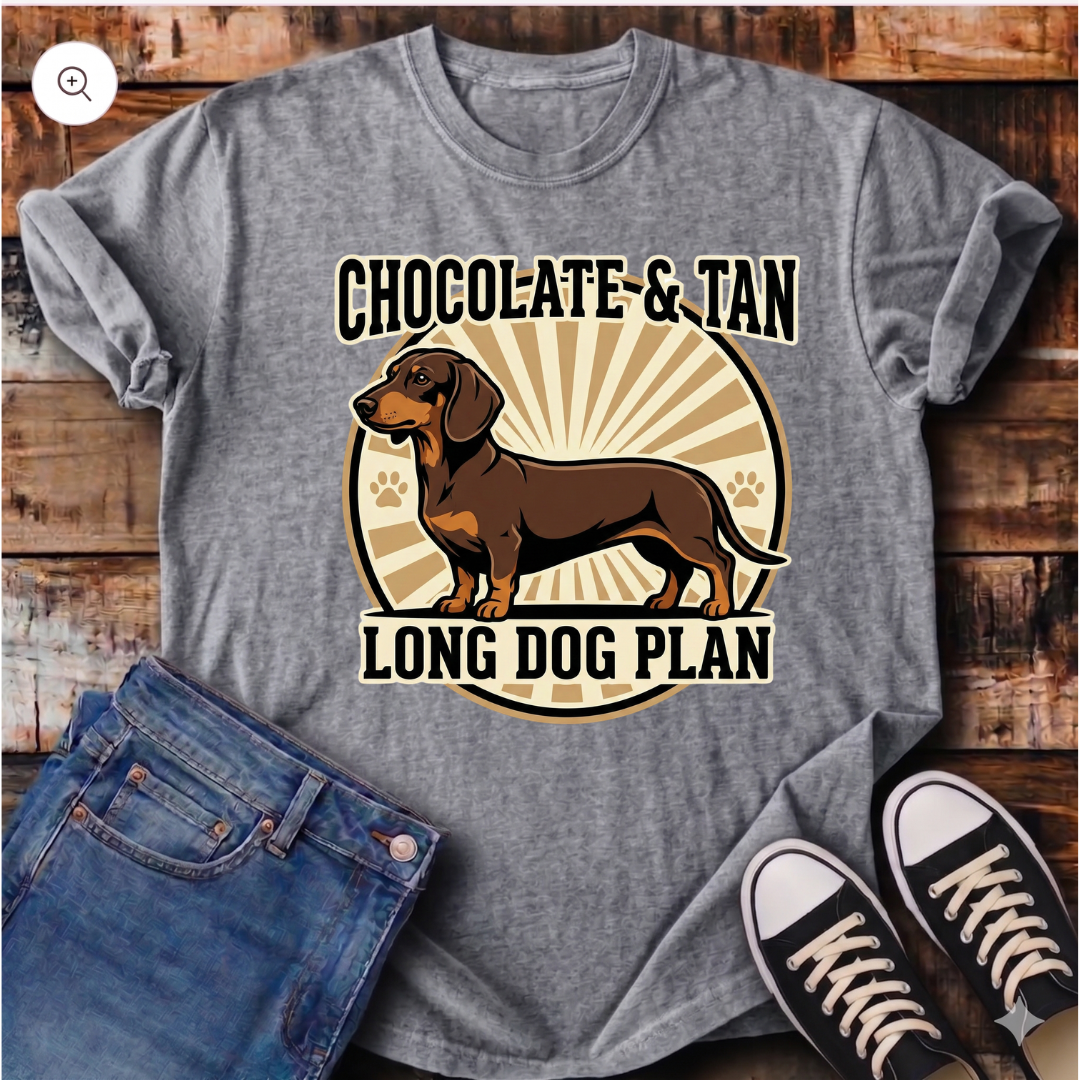 Chocolate and Tan, Long Dog Plan T-Shirt